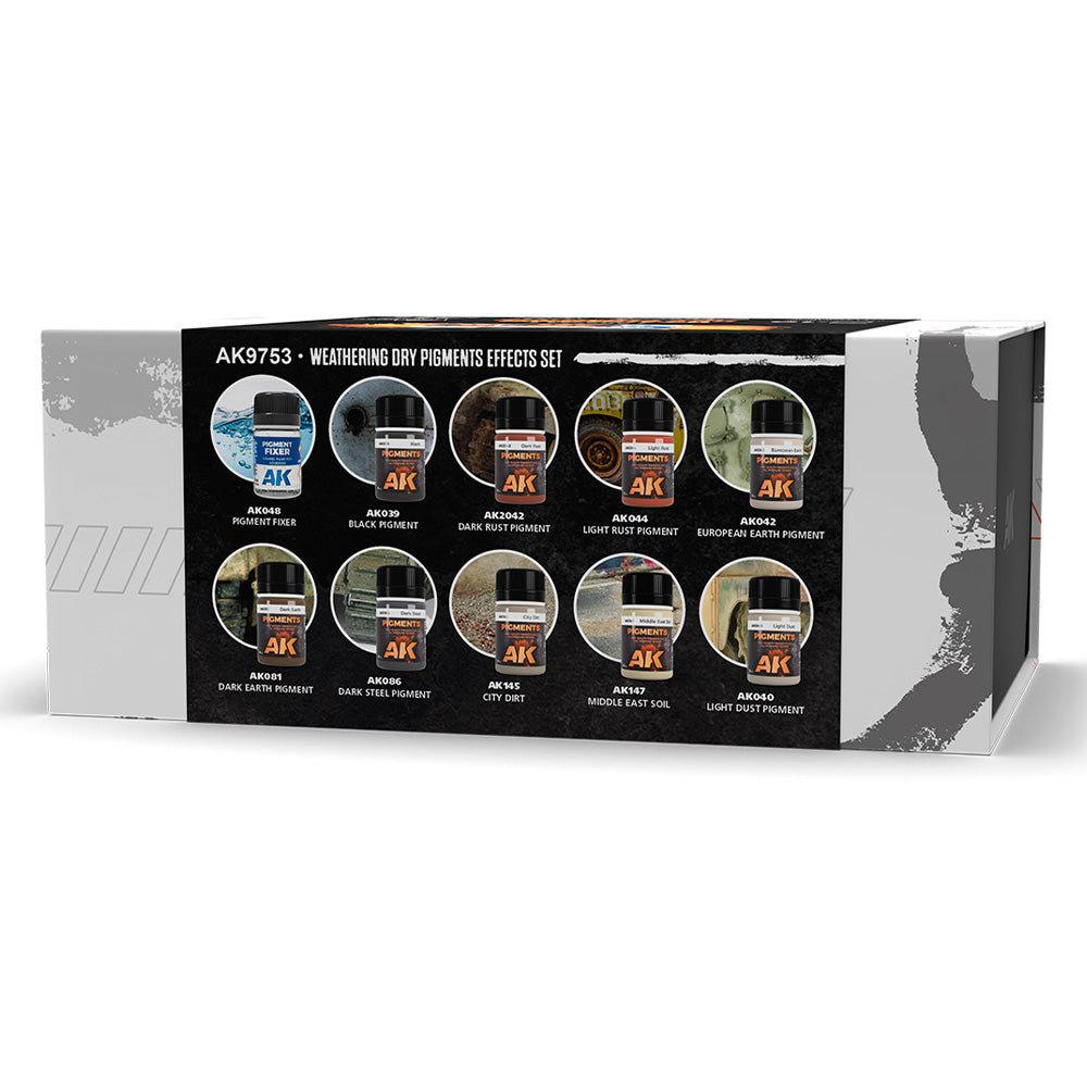 AK Interactive 9753 Weathering Dry Pigments Effects Set