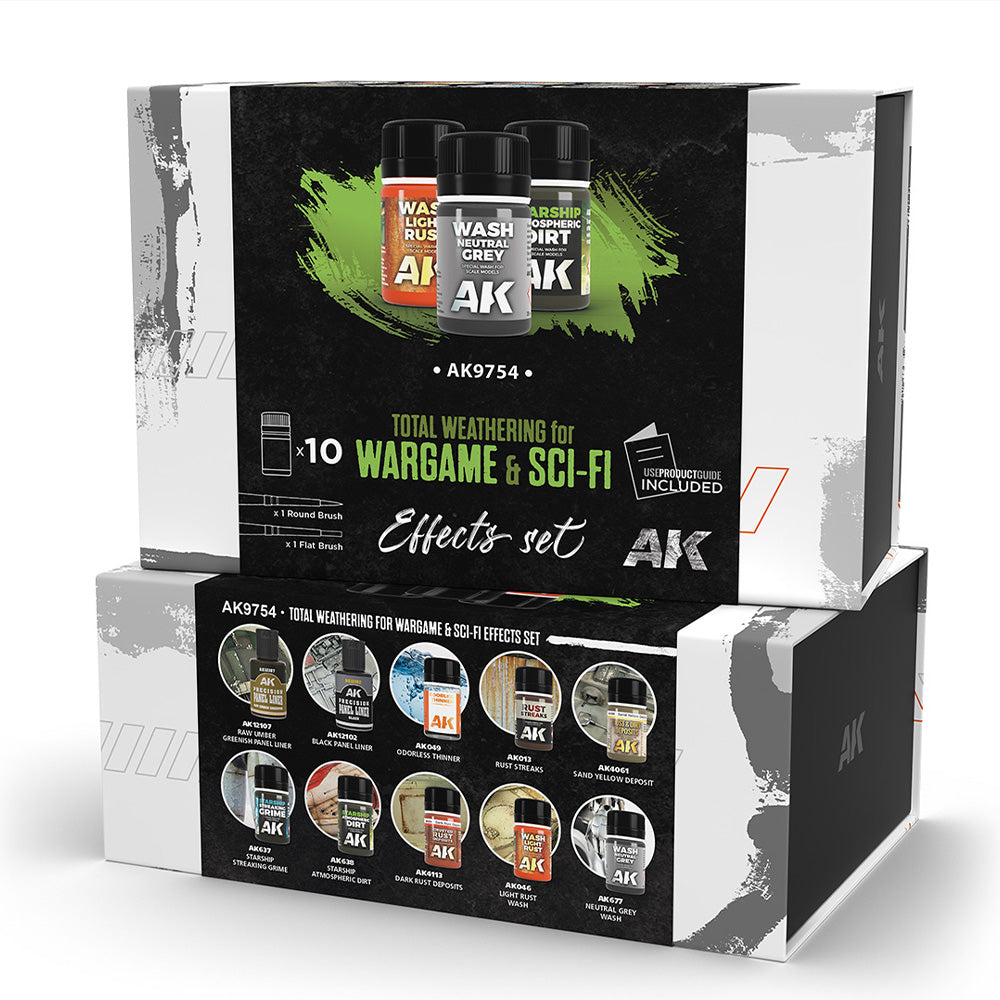 AK Interactive 9754 Total Weathering for Wargame & Sci-Fi Effects Set