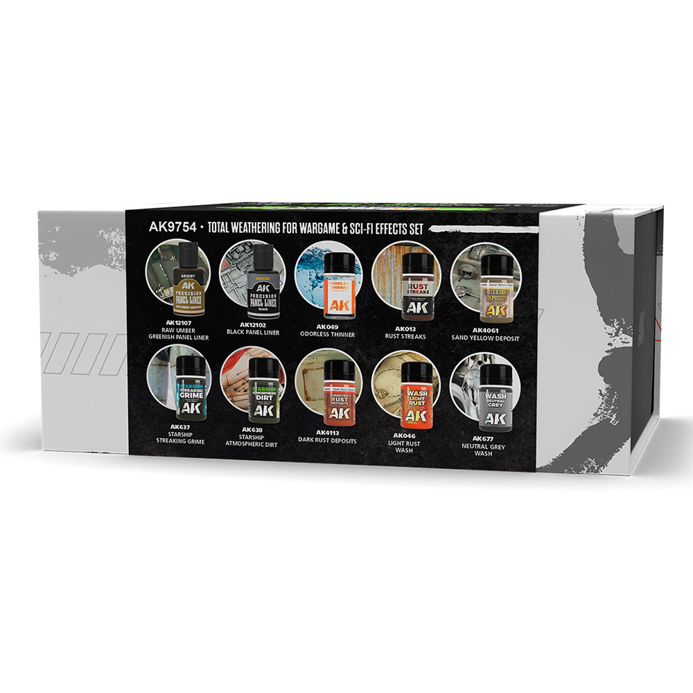 AK Interactive 9754 Total Weathering for Wargame & Sci-Fi Effects Set
