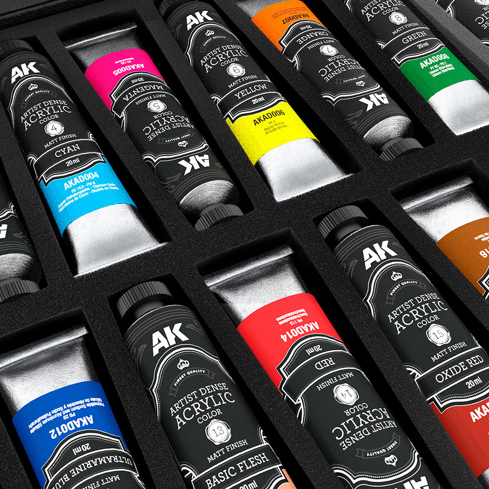 AK Interactive AD100 Artist Dense Acrylic Color Deluxe Edition Box Full Range