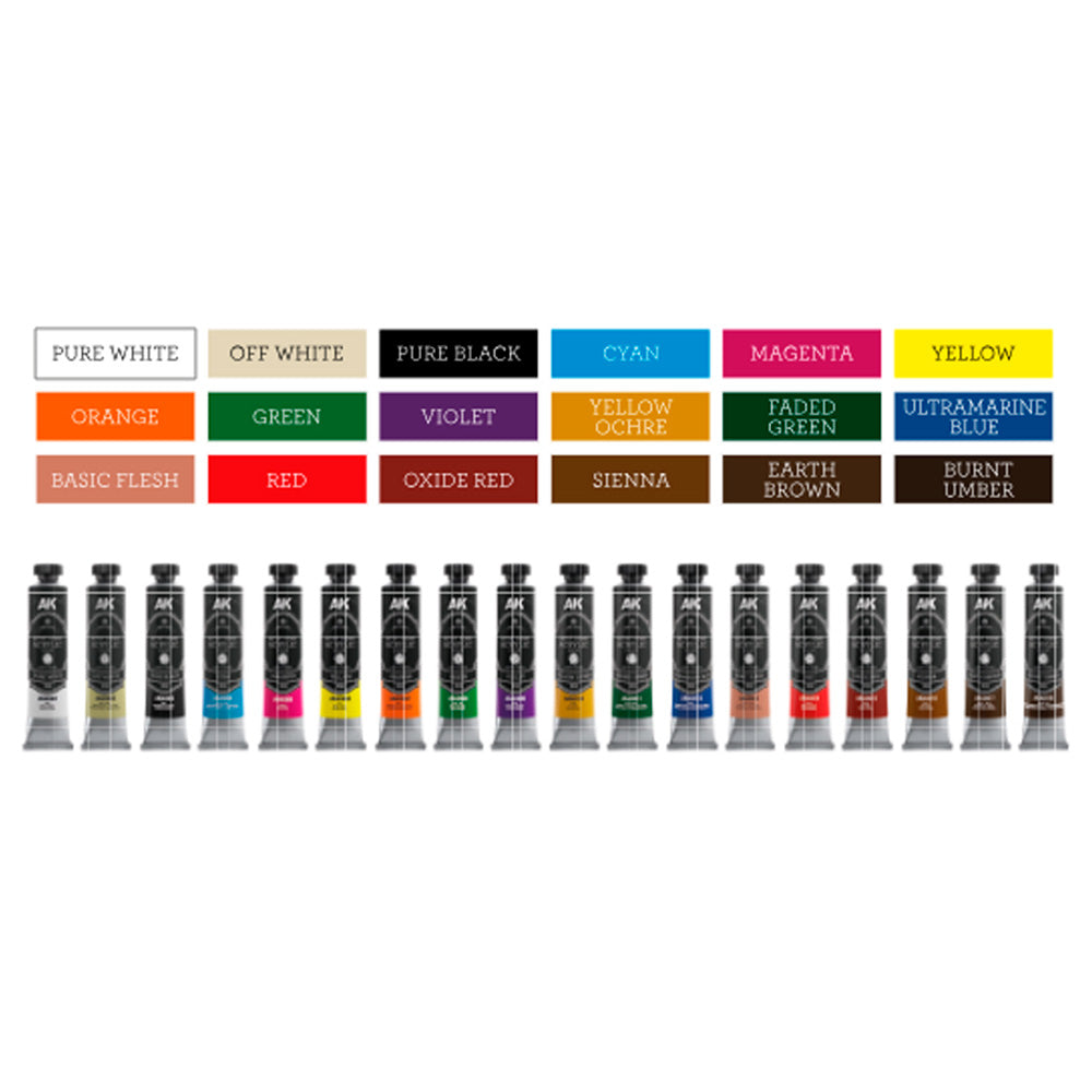 AK Interactive AD100 Artist Dense Acrylic Color Deluxe Edition Box Full Range