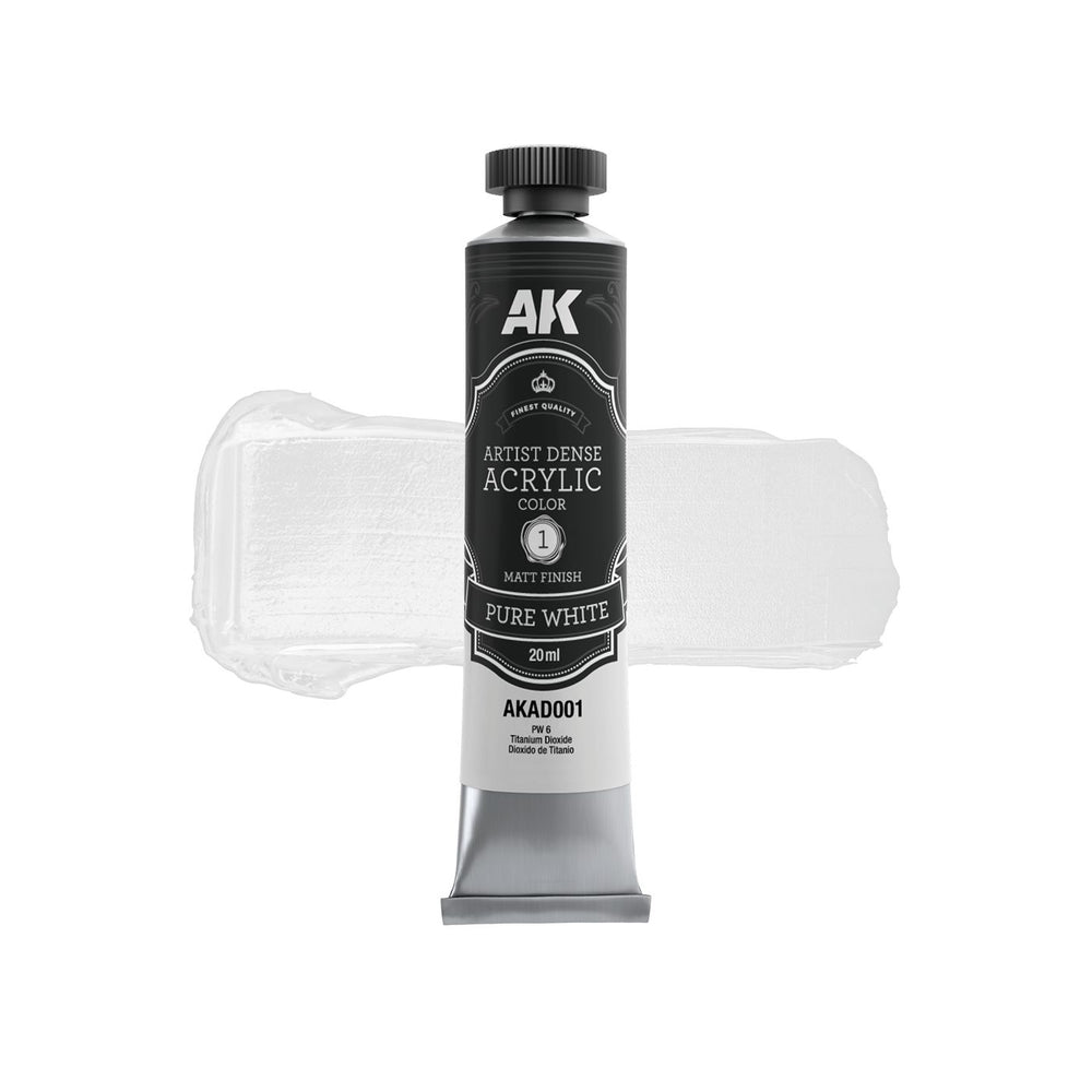 AK Interactive AD101 Artist Dense Acrylic Colour Paint Set - Black & White