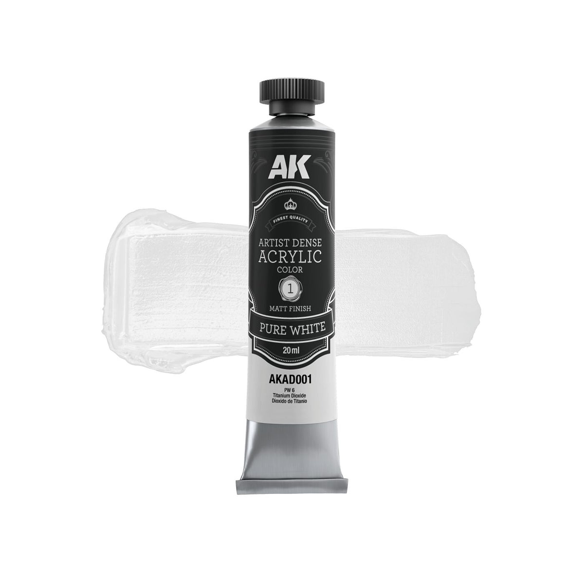 AK Interactive AD101 Artist Dense Acrylic Colour Paint Set - Black & White - image 2