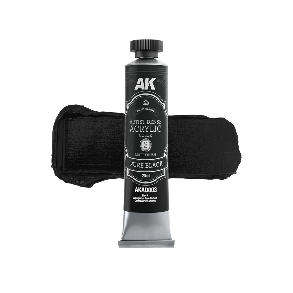 AK Interactive AD101 Artist Dense Acrylic Colour Paint Set - Black & White