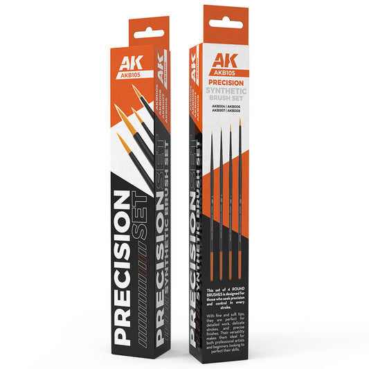 AK Interactive AKB105 Precision Paint Brushes Set (4 Paint Brushes)