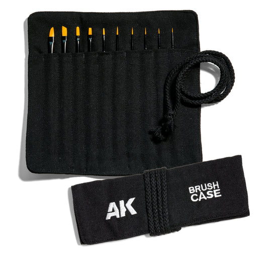 AK Interactive B110 Synthetic Paint Brush Set (10pcs) in Cloth Case