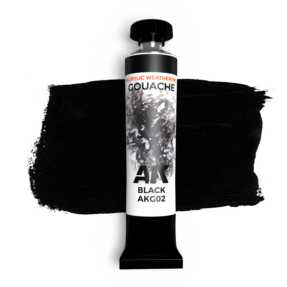 AK Interactive AKG02 Gouache: Black 20ml - Acrylic Weathering