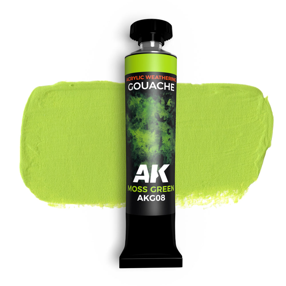 AK Interactive AKG08 Gouache: Moss Green 20ml - Acrylic Weathering