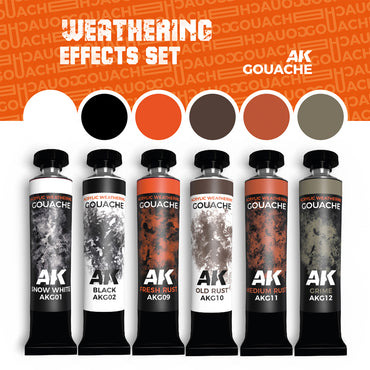 AK Interactive AKG25 Gouache: Weathering Effects Set (6 x 20ml Tubes)