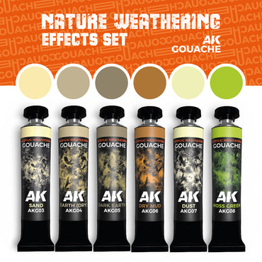 AK Interactive AKG26 Gouache: Nature Weathering Effects Set (6 x 20ml Tubes)