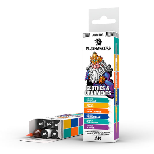AK Interactive Playmarkers - Clothes & Ornaments - 6-Pack Acrylic Markers AKM103