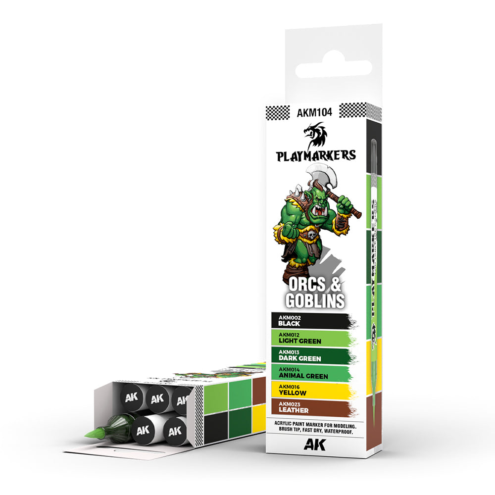 AK Interactive Playmarkers - Orcs & Goblins - 6-Pack Acrylic Markers AKM104