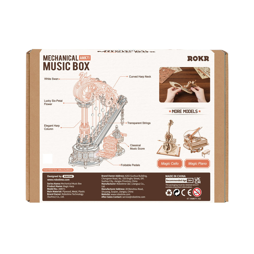ROKR Magic Harp Music Box Wooden 3D Puzzle AMK71