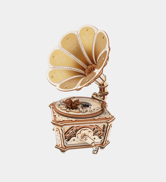 ROKR Diva Gramophone Music Box Mechanical Wooden Model Kit AMK82