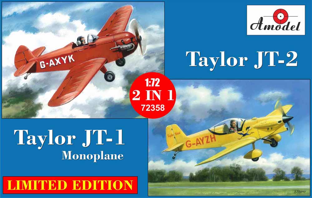 A-Model 72358 2 in 1 Taylor JT-1(G-AXYK) & JT-2 (G-AYZH) 1:72 Aircraft Model Kit