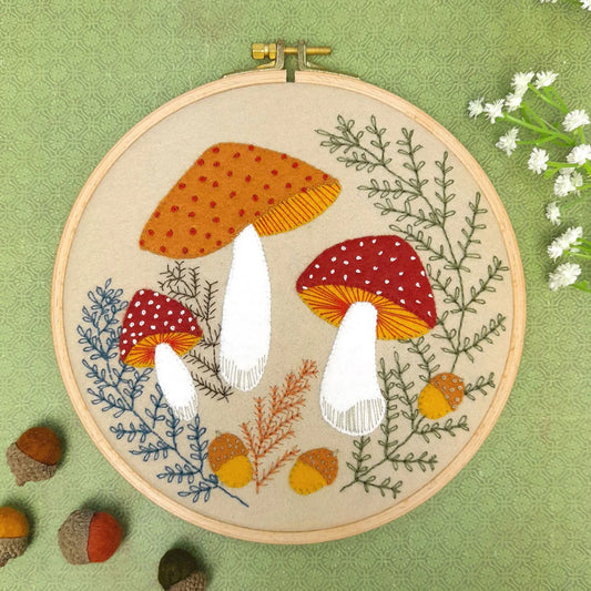 Corinne Lapierre Toadstools Applique Hoop Autumnal Craft Kit