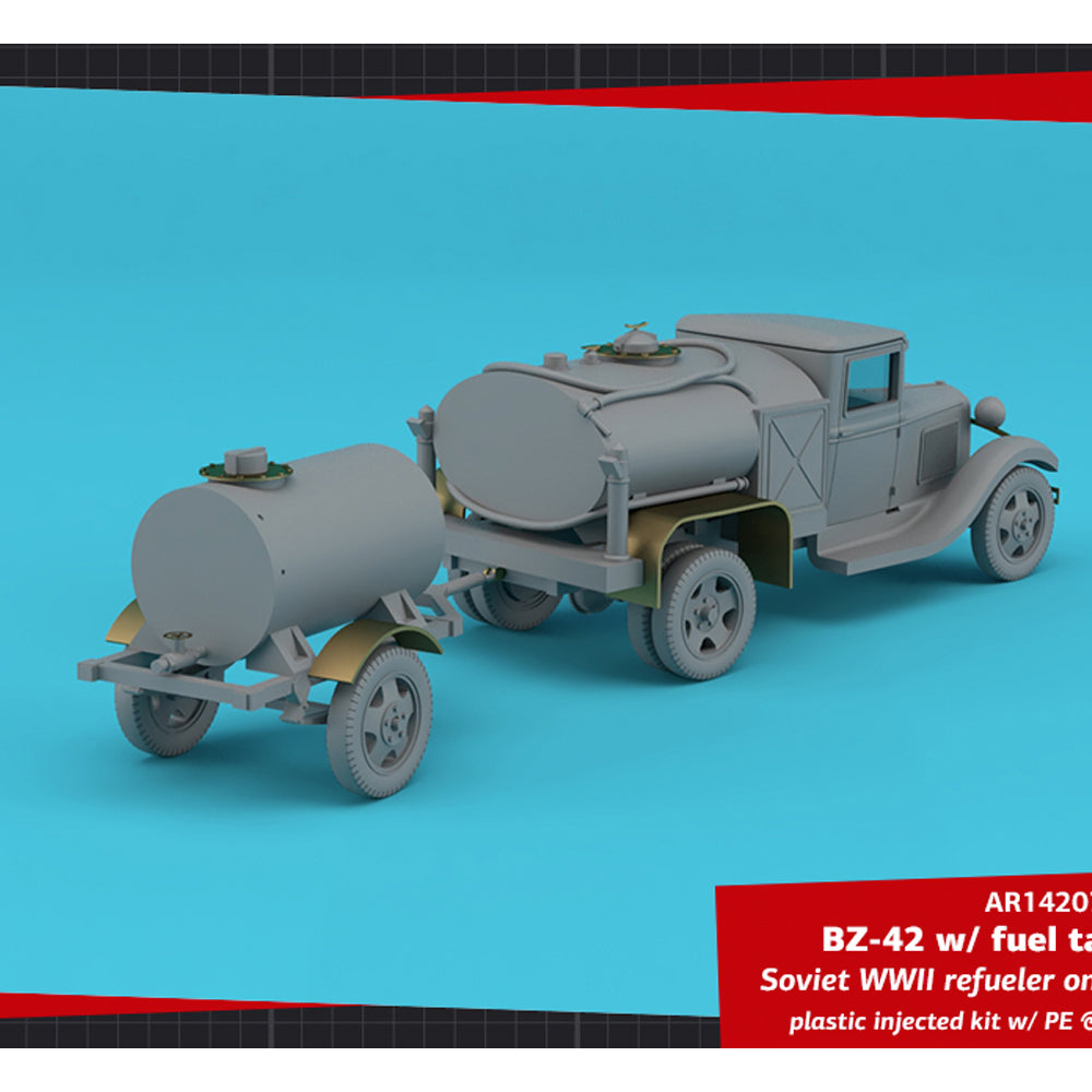 Armory 14207 BZ-42 Soviet WWII Refueler GAZ-AA Chassis w/Trailer 1:144 Model Kit