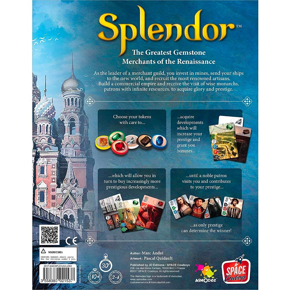 Splendor - Board Game - Age 10+ - 2-4 Players - 30min