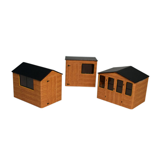 ATD Models Sheds Brown (3) Card Kit OO Gauge ATD004