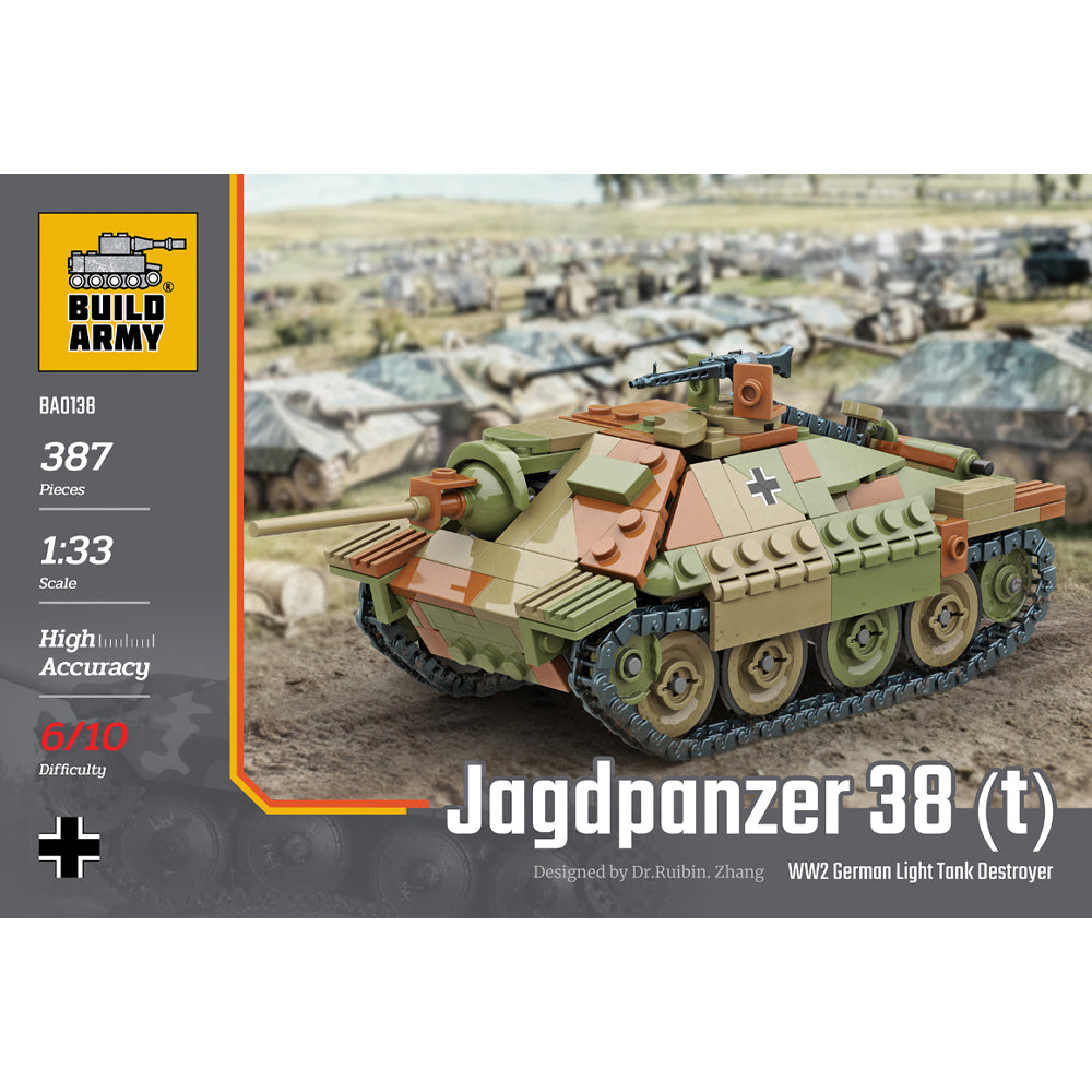 Build Army Jagdpanzer 38t Hetzer Tank Destroyer 1:33 Brick Model 387pcs B0138