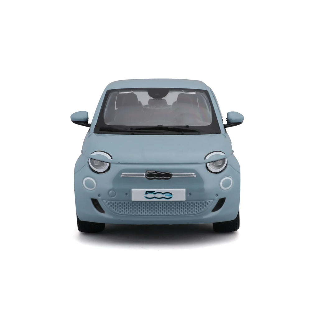 Bburago Fiat 500e with Bike Rack Light Blue 1:24 Diecast Model