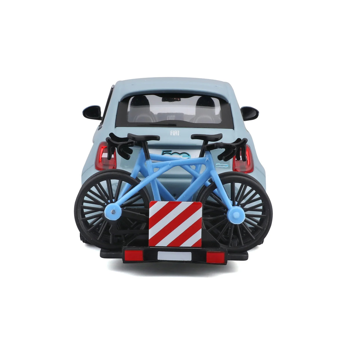 Bburago Fiat 500e with Bike Rack Light Blue 1:24 Diecast Model - image 4