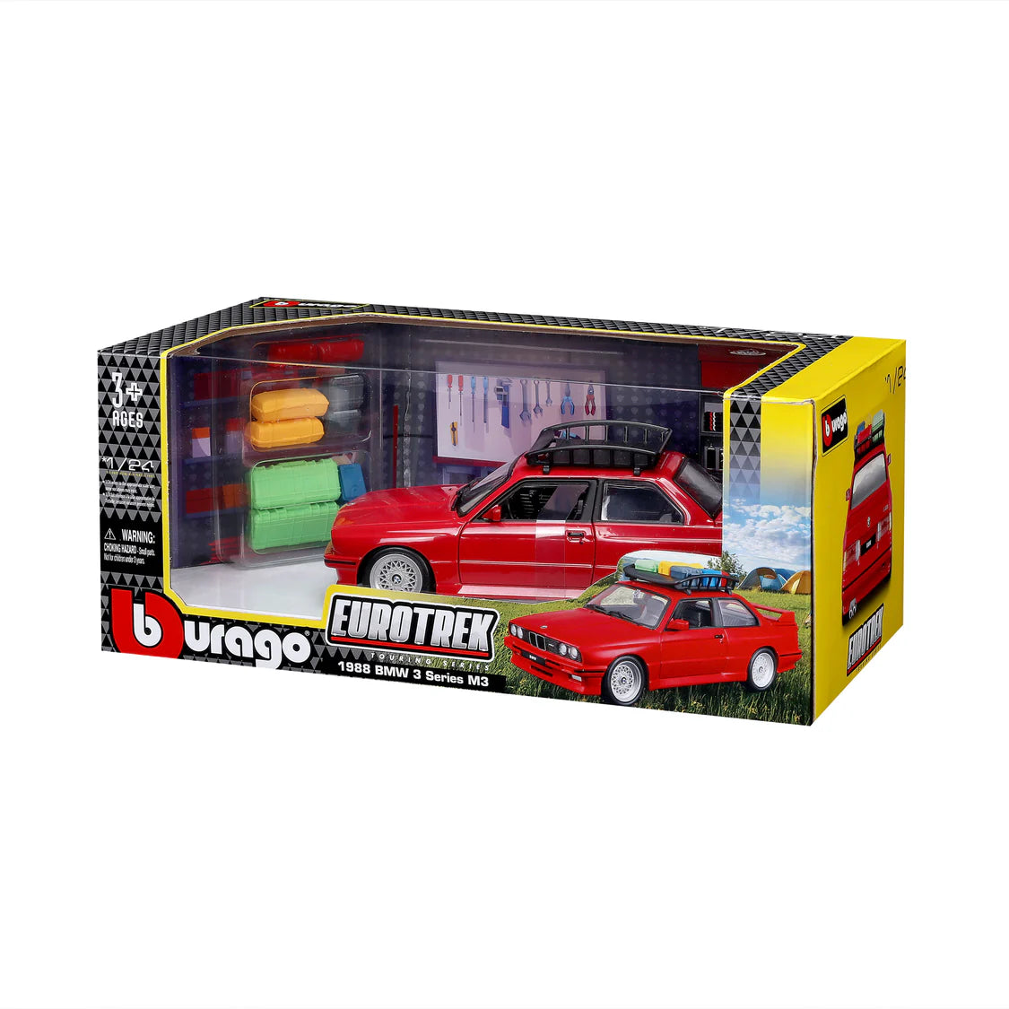 Bburago BMW 3 Series M3 with Roof Rack Red 1:24 Diecast Model