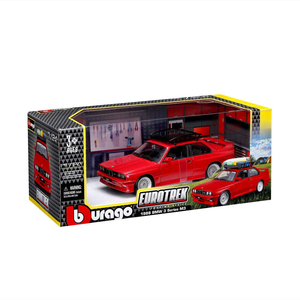 Bburago BMW 3 Series M3 with Roof Rack Red 1:24 Diecast Model