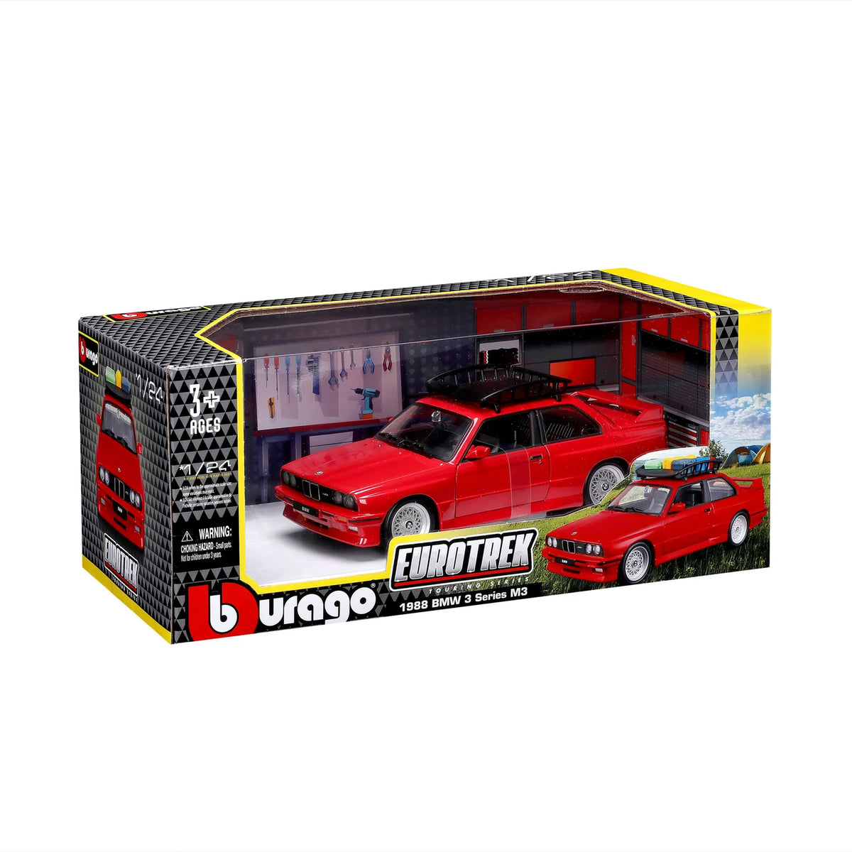 Bburago BMW 3 Series M3 with Roof Rack Red 1:24 Diecast Model - image 8