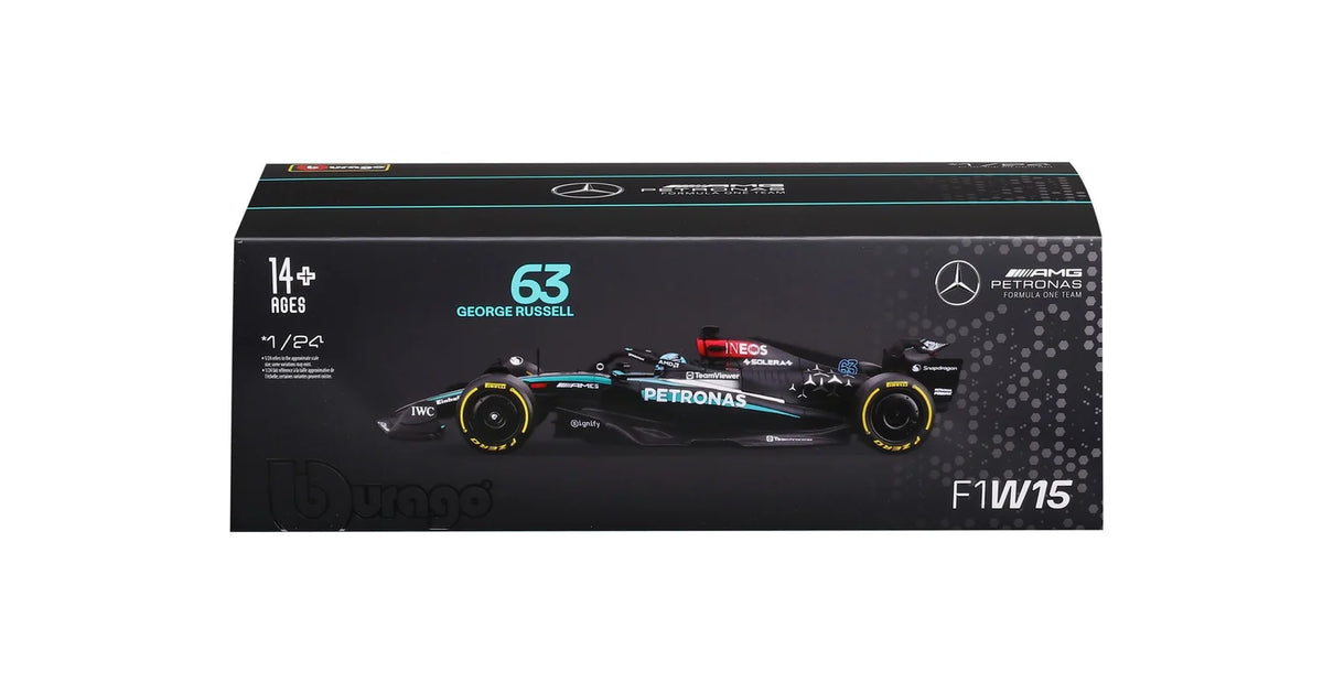 Bburago F1 Mercedes AMG W15 2024 with Helmet Russell 1:24 Diecast ...