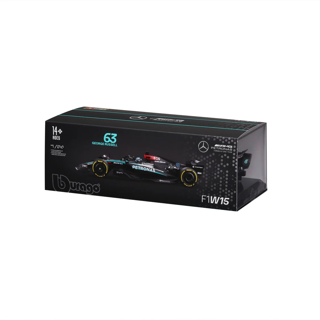 Bburago F1 Mercedes AMG W15 2024 with Helmet Russell 1:24 Diecast - image 8