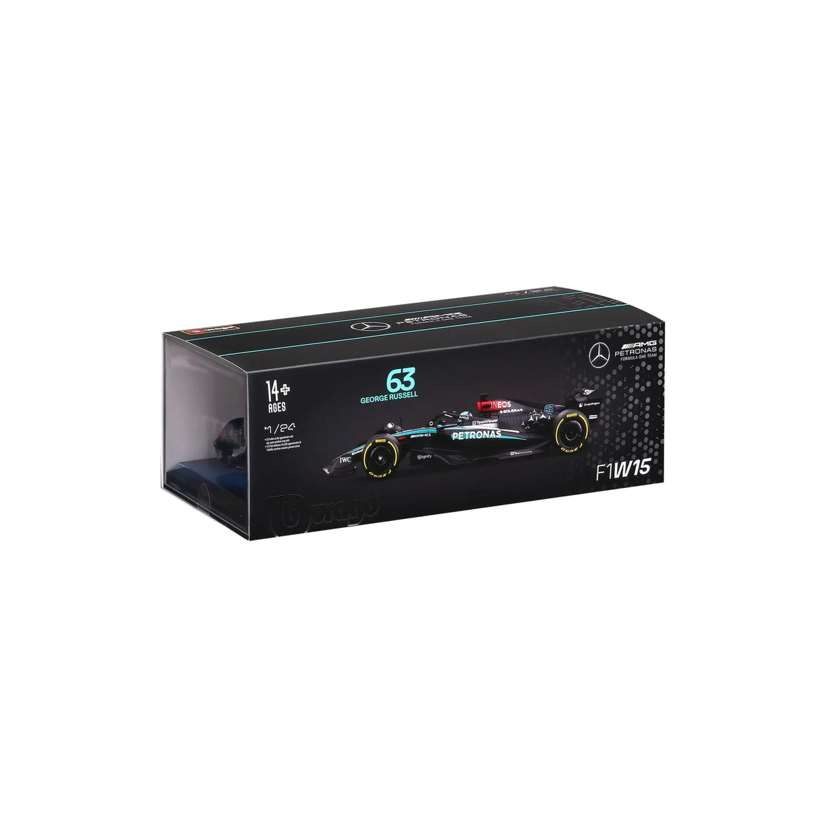 Bburago F1 Mercedes AMG W15 2024 with Helmet Russell 1:24 Diecast