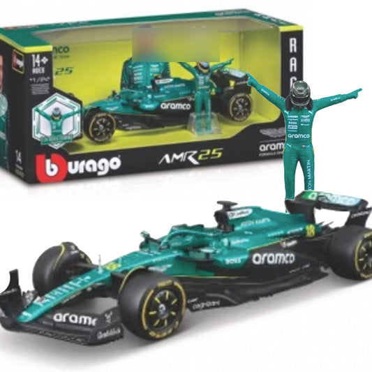 Bburago F1 Aston Martin AMR25 w/Stroll Figure 1:24 B18-28071S