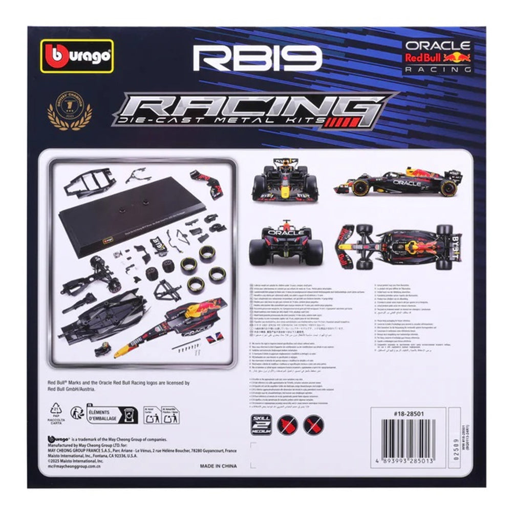 Bburago F1 Red Bull Racing RB19 2023 Verstappen 1:24 Diecast Car Model Kit 28501