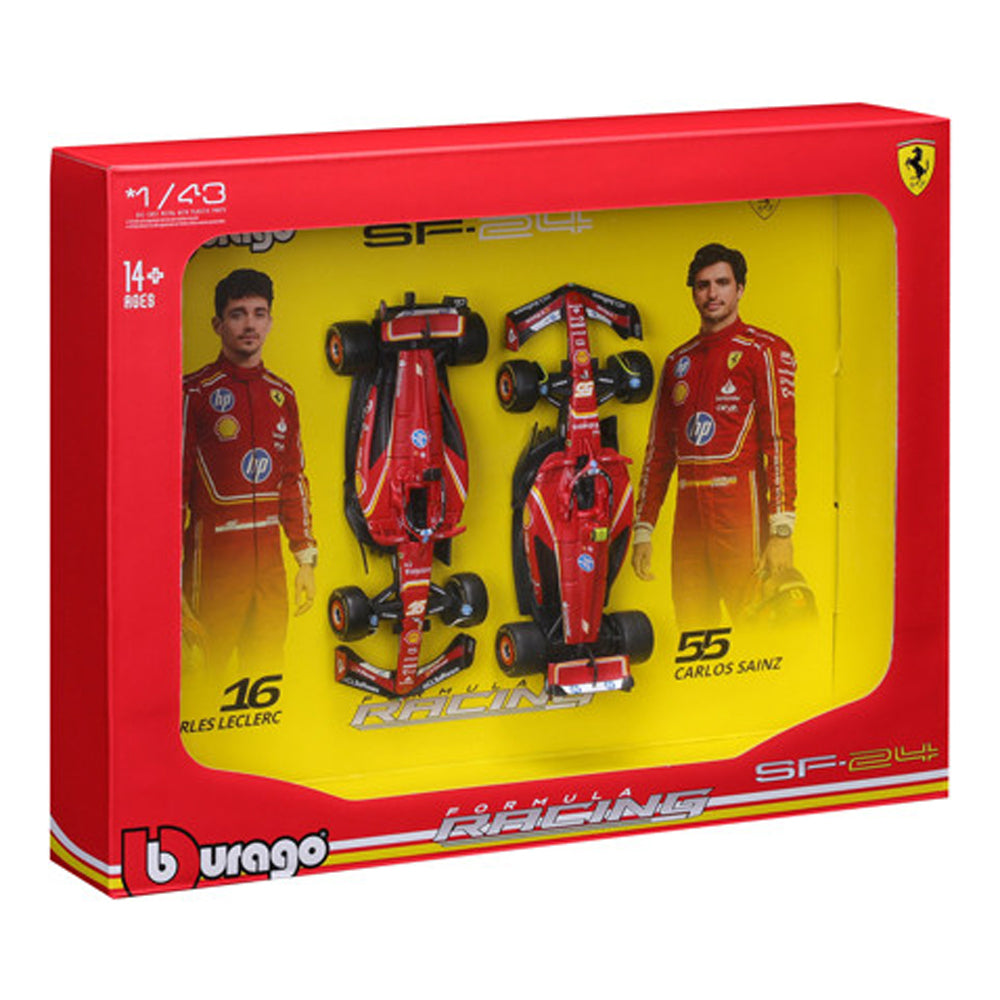 Bburago F1 2024 Ferrari SF-24 Leclerc/Sainz Twin Pack 1:43 Models B18-36856