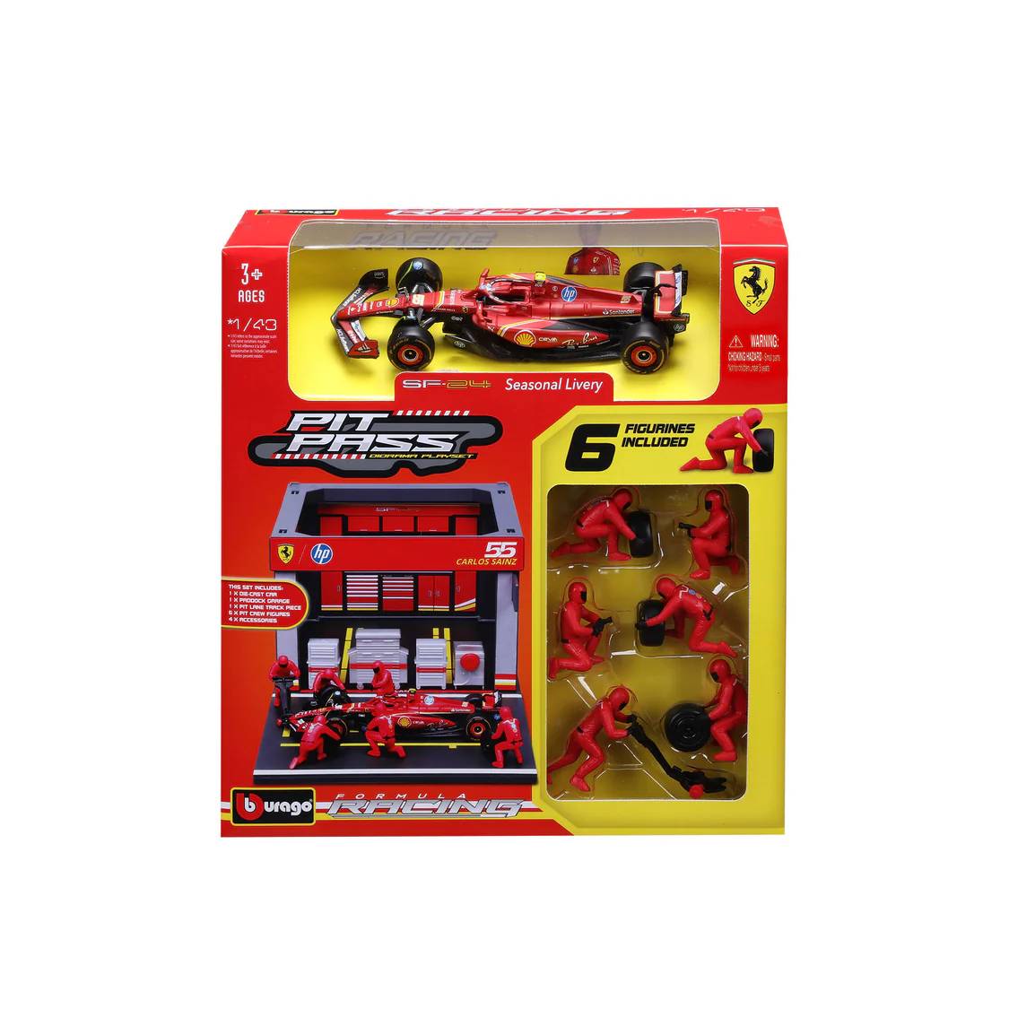 Bburago 1:43 F1 Ferrari Sf-24 2024 Pit Pass Diorama Sainz