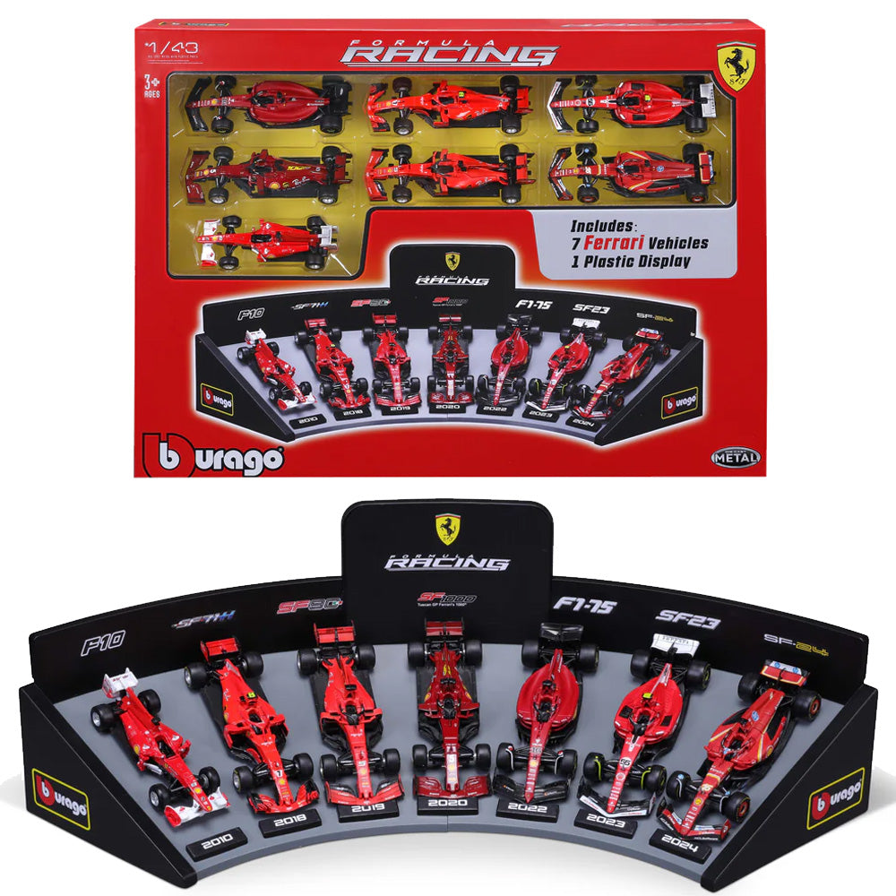 Bburago F1 Ferrari 7 Car Deluxe Gift Set with Display Stand 1:43