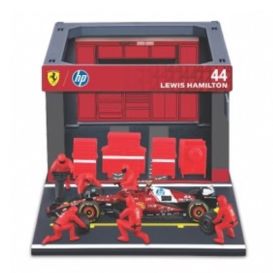 Bburago F1 Ferrari SF-25 2025 Pit Pass Diorama Lewis Hamilton 1:43 B18-36865H