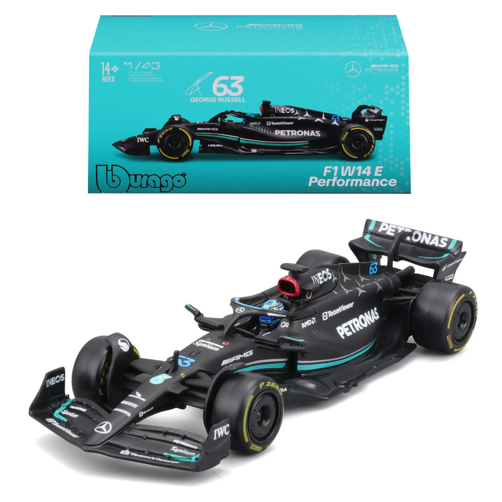 Bburago F1 Mercedes-AMG PETRONAS W14 #63 George Russell w/Helmet 2023 1:43 Model