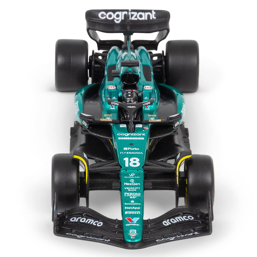 Bburago F1 Aston Martin AMR23 #18 Lance Stroll w/Helmet 2023 1:43 Model