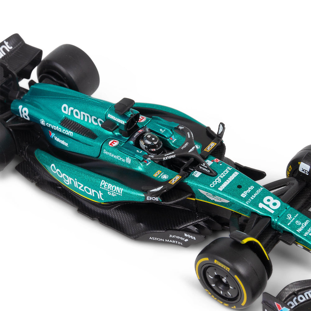 Bburago F1 Aston Martin AMR23 #18 Lance Stroll w/Helmet 2023 1:43 Model