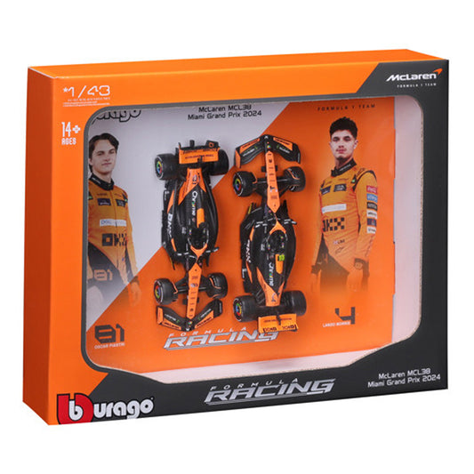 Bburago F1 McLaren MCL38 2024 Norris/Piastri Twin Pack 1:43 Models B18-38109