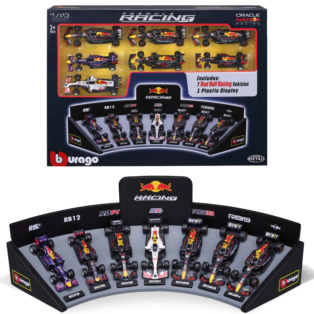 Bburago F1 Red Bull 7 Car Deluxe Gift Set with Display Stand 1:43