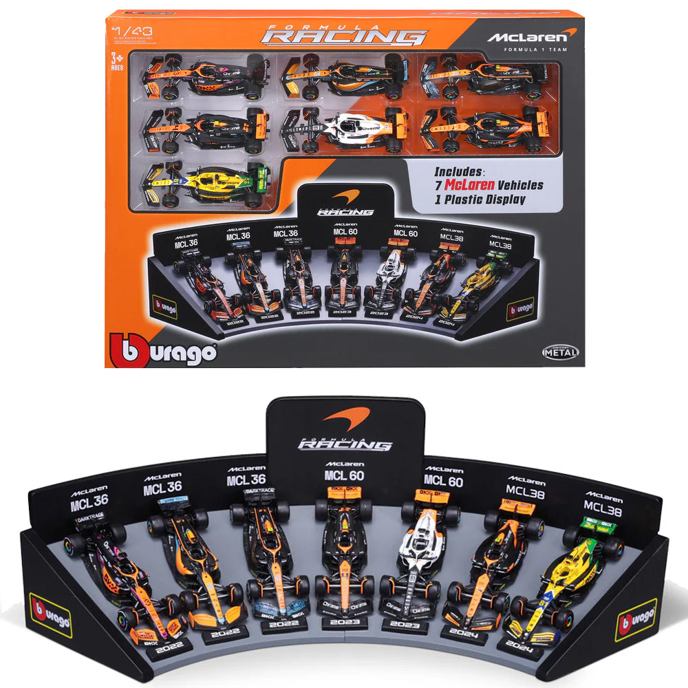 Bburago F1 McLaren 7 Car Deluxe Gift Set with Display Stand 1:43