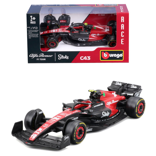 Bburago F1 Alfa Romeo Stake C43 #24 Zhou Guanyu 2023 1:43 Model 38085G