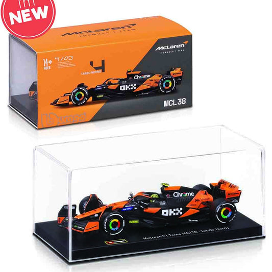 BburagoF1 Mclaren MCL38 2024 Piastri w/Helmet 1:43 Diecast Model B18-38215P