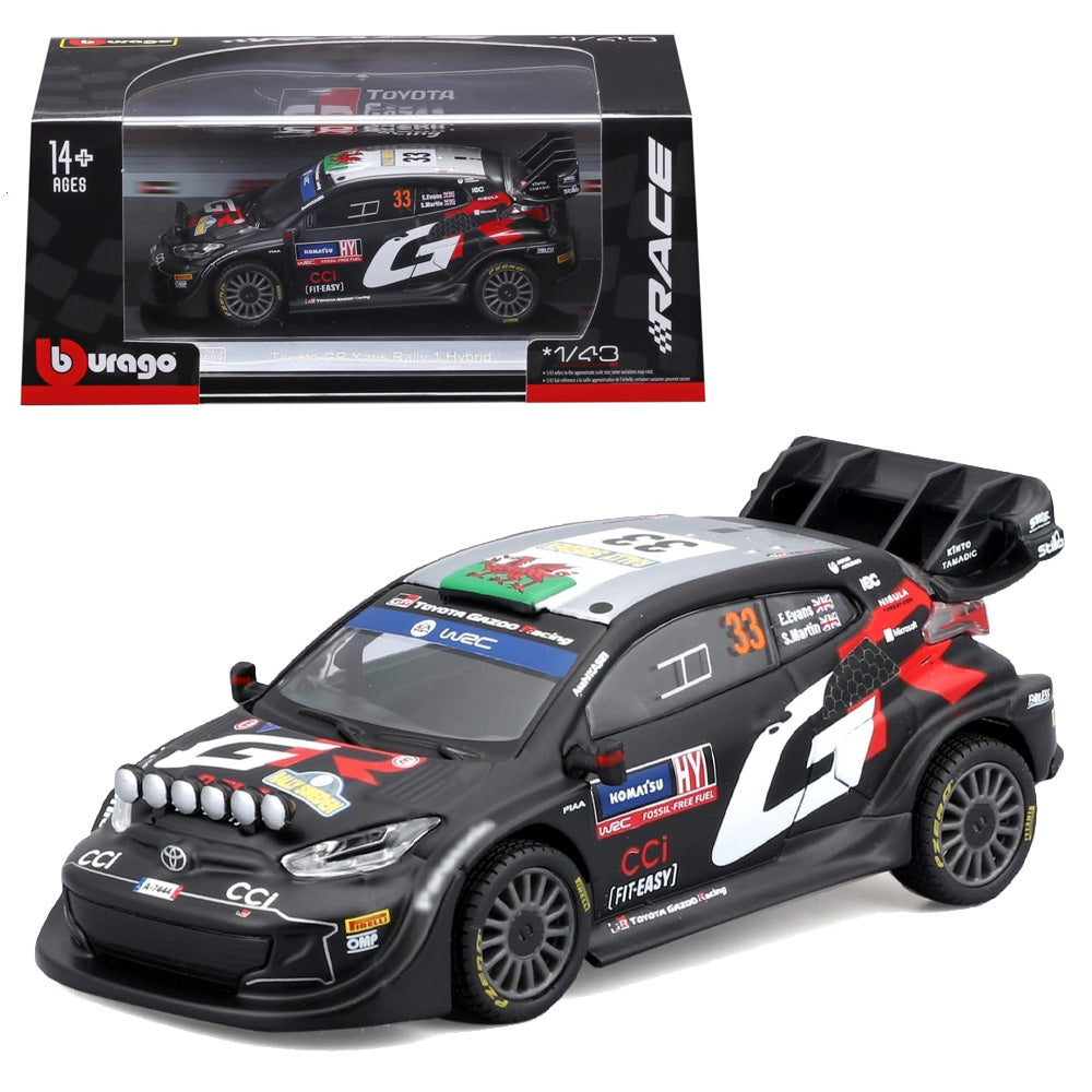 Bburago Toyota Gazoo Racing WRC Yaris Rally 1 Hybrid #33 1:43 Diecast Car