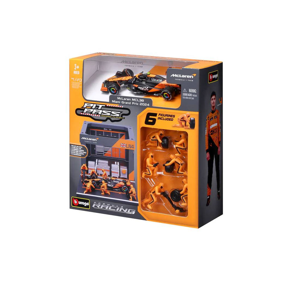 Bburago 1:43 F1 Mclaren Mcl38 2024 Pit Pass Diorama Norris