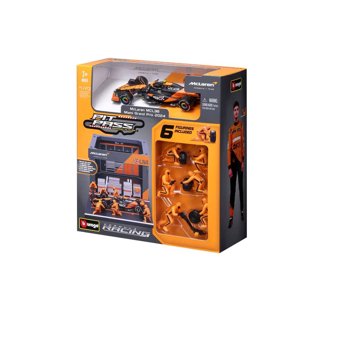 Bburago 1:43 F1 Mclaren Mcl38 2024 Pit Pass Diorama Norris