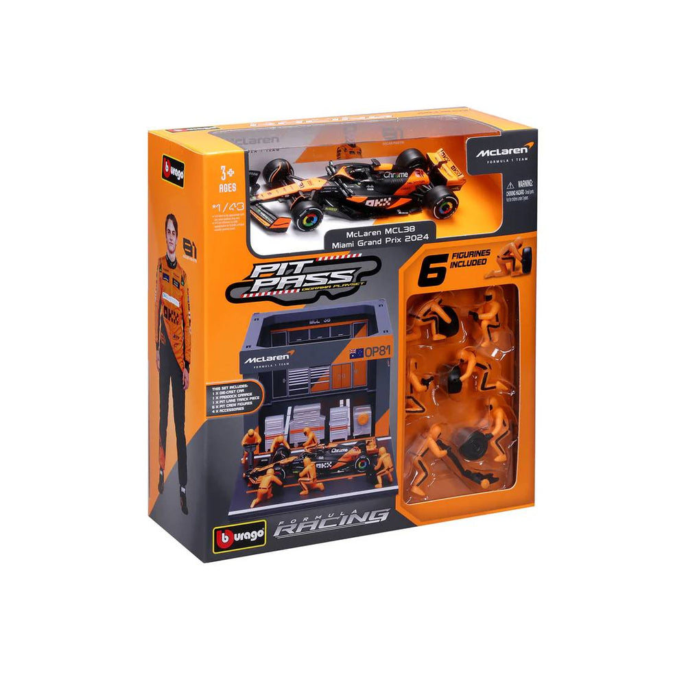 Bburago 1:43 F1 Mclaren Mcl38 2024 Pit Pass Diorama Piastri